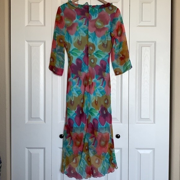 My Michelle Y2K Pastel Floral Ruffle Maxi Dress Sz 9/10 - Picture 6 of 9